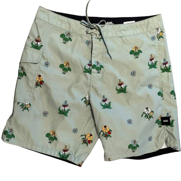 Vans Mens Size 31 Aqua Swim Trunks with Flower Print - Picture 1 of 5